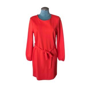 Boden Ponte Shift Dress 8R Red NWT Belted Vibrant Tomato Girl Colorful Preppy